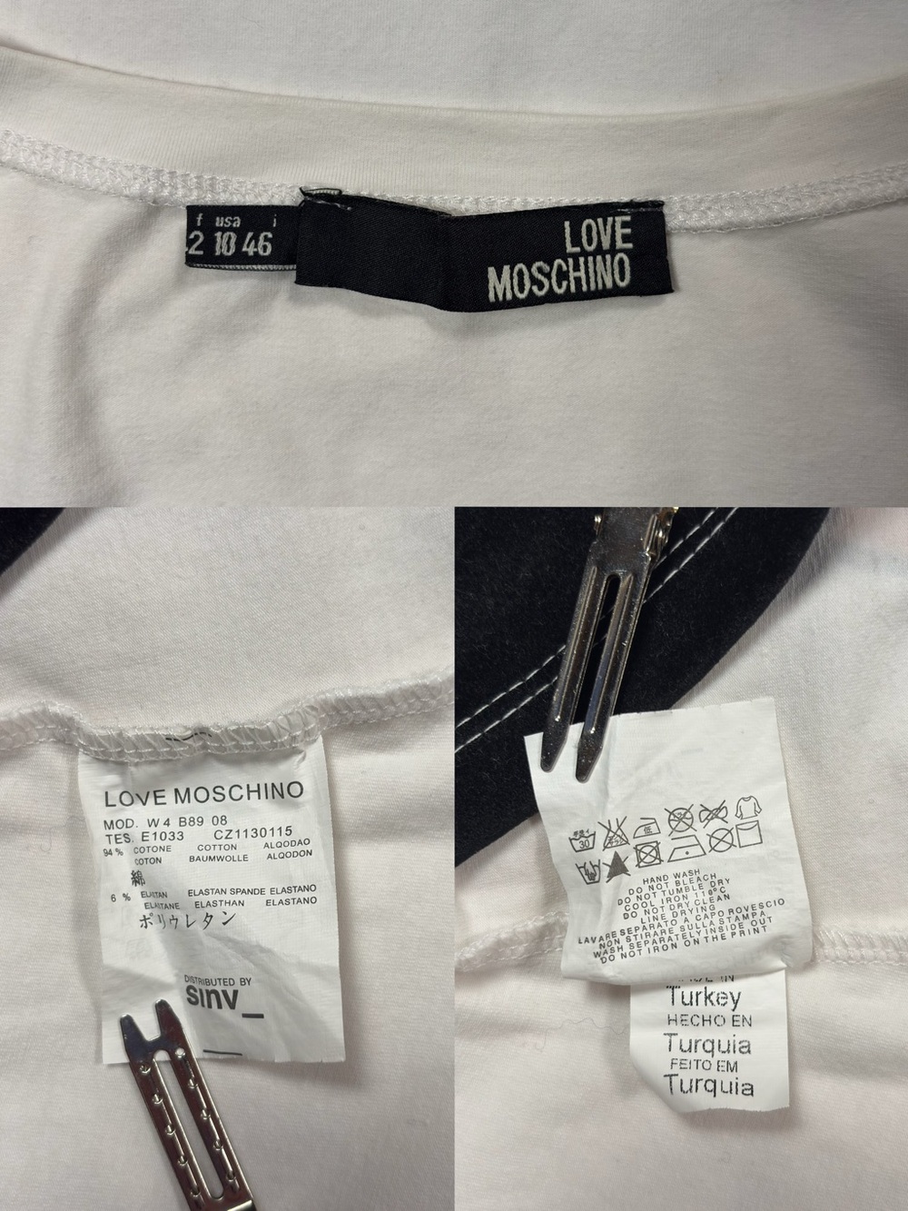 Love Moschino Popeye Olive Oyl Y2K Sequin Hear Cartoon Graphic White T Shirt - Picture 9 of 10